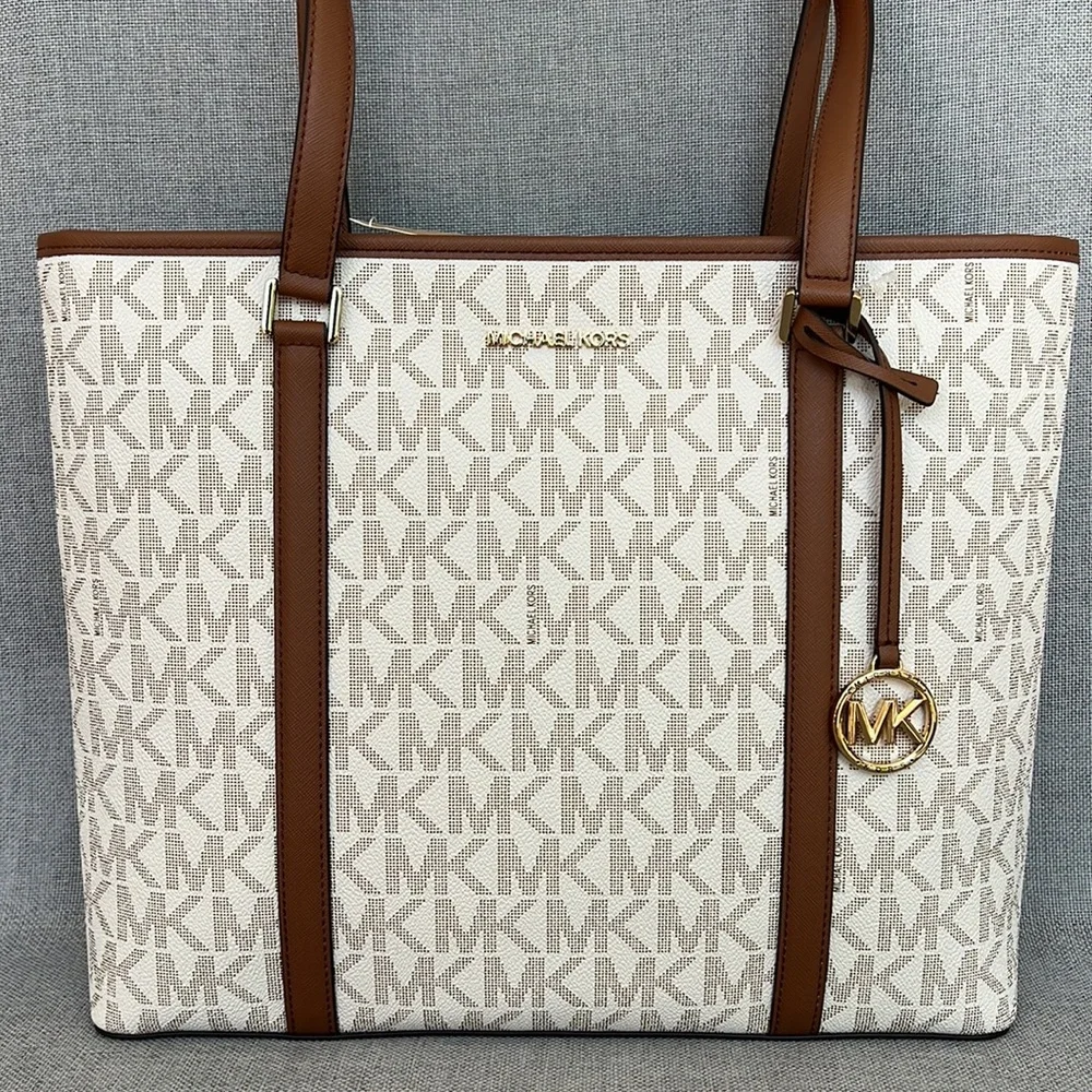 MICHAEL KORS Sady MEDIUM  monogrammed shopper tote  vanilla